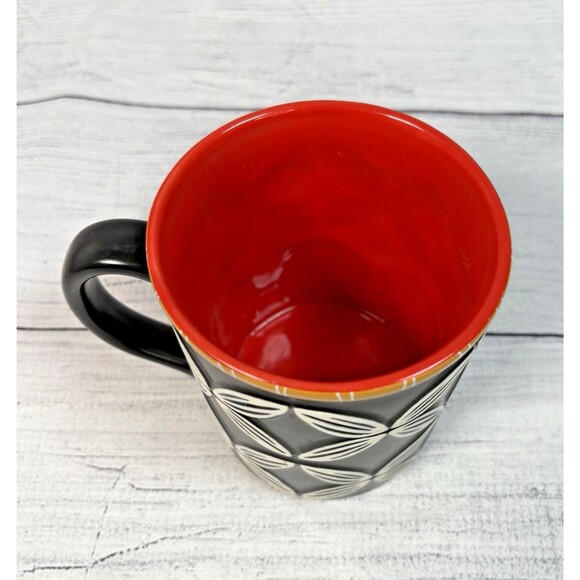 Starbucks 2008 Coffee Mug Hawaiian Tiki Flower Black Red New Bone China 16 oz - Picture 4 of 6